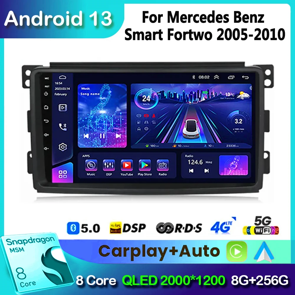 

For Mercedes Benz Smart Fortwo 2006 2007 2008 2009 2011-2015 Car Radio Multimedia Player Android 13 2 Din Carplay Navigation GPS