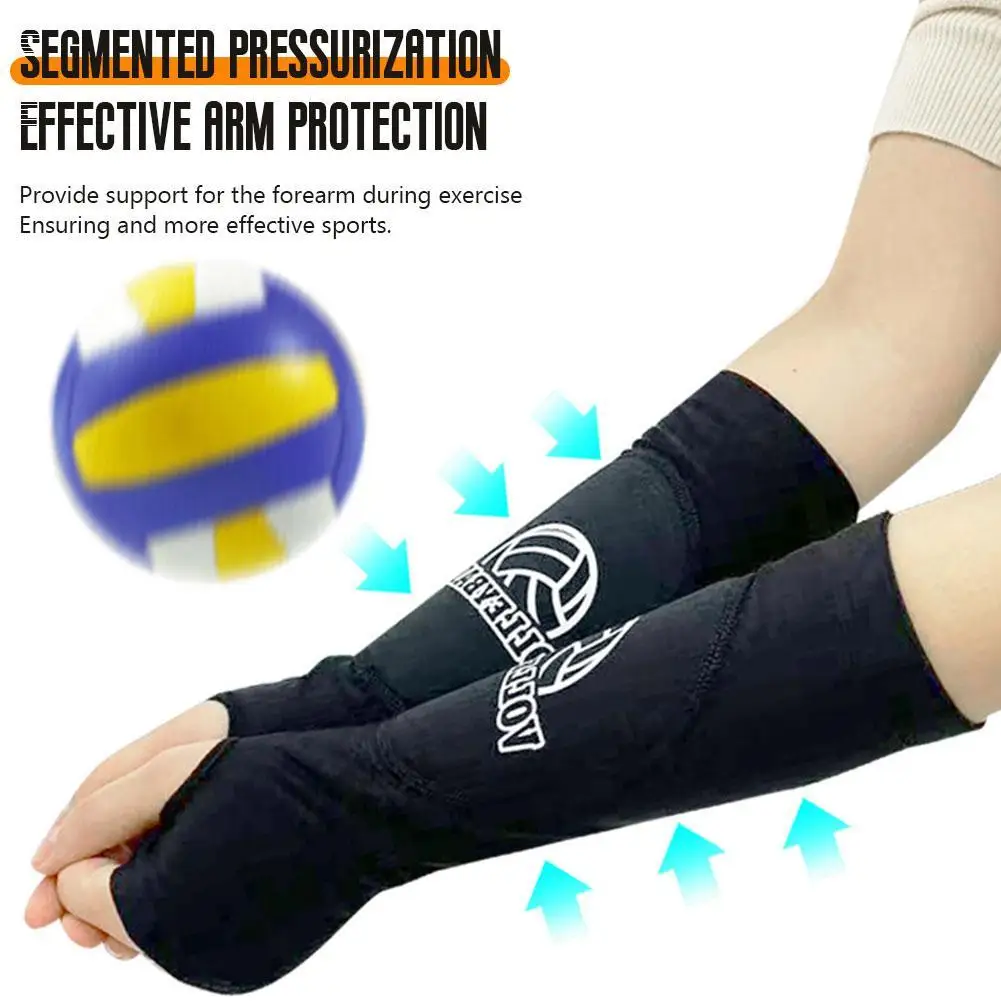 1Pair Volleyball Arm Sleeves Passing Forearm Sleeves with Protection Pad & Thumbhole for Youth Adult Children Protect Arms Sting