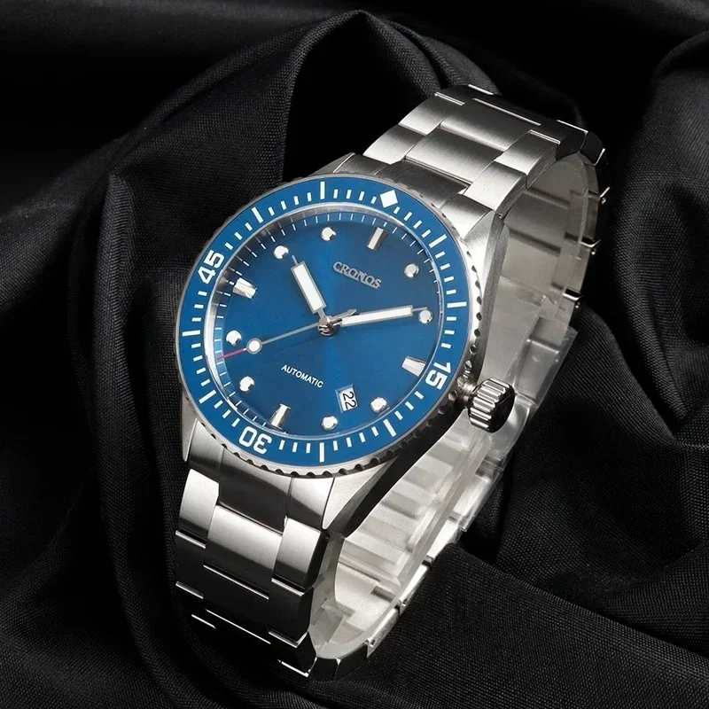 Cronos 50-Fathoms Watch For Men C3 Luminous Convex Nail Automatic NH35 Movement 200M Waterproof Resistant Rotating Ceramic Bezel