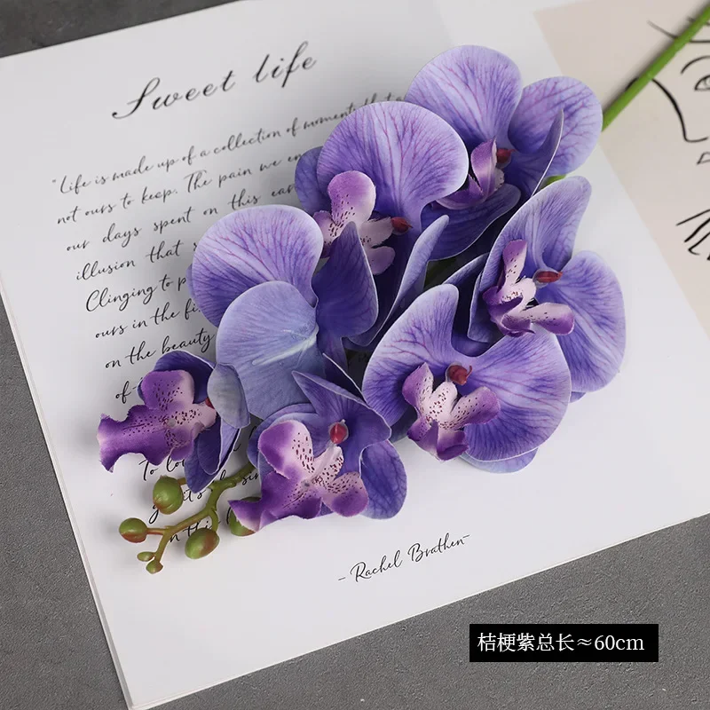 Neue 7-köpfige Filmtextur Schmetterling Orchidee für Zuhause Hochzeit Gewölbte DIY Dekoration Desktop Vase Künstliche Blumen Outdoor Floral – Detail 11