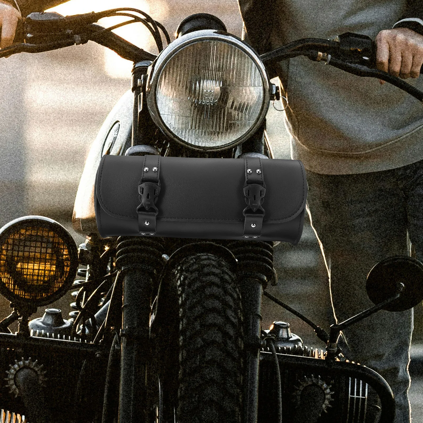 

Synthetic Motorcycle Tool Bag Spacious Side Saddle Fork Handlebar Storage Organizer Motorcycle Saddle Bag
