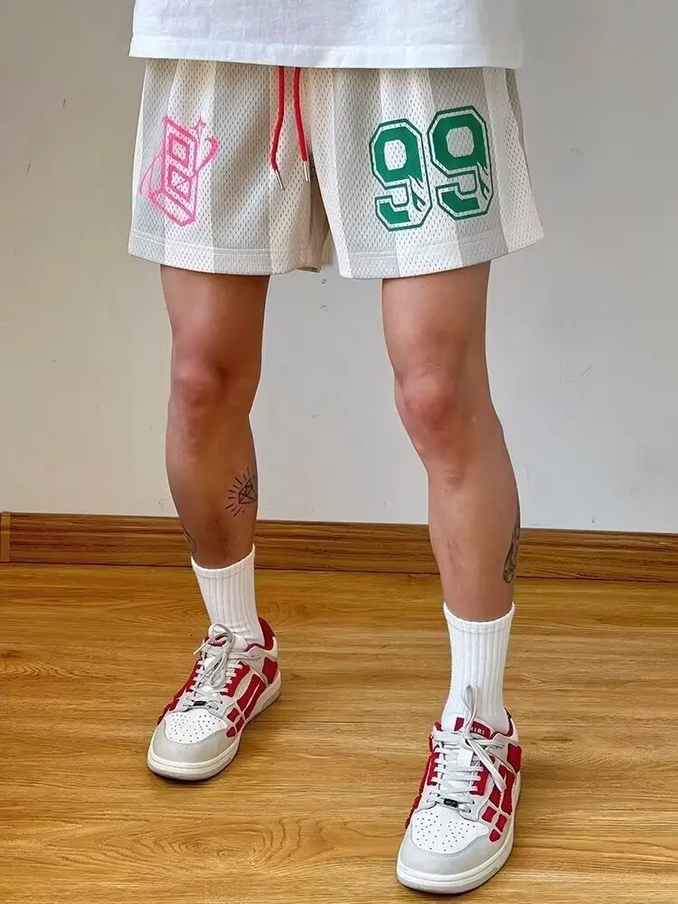 

Summer American style quick drying sports shorts for men, casual over the knee training shorts, basketball shorts, breathable an