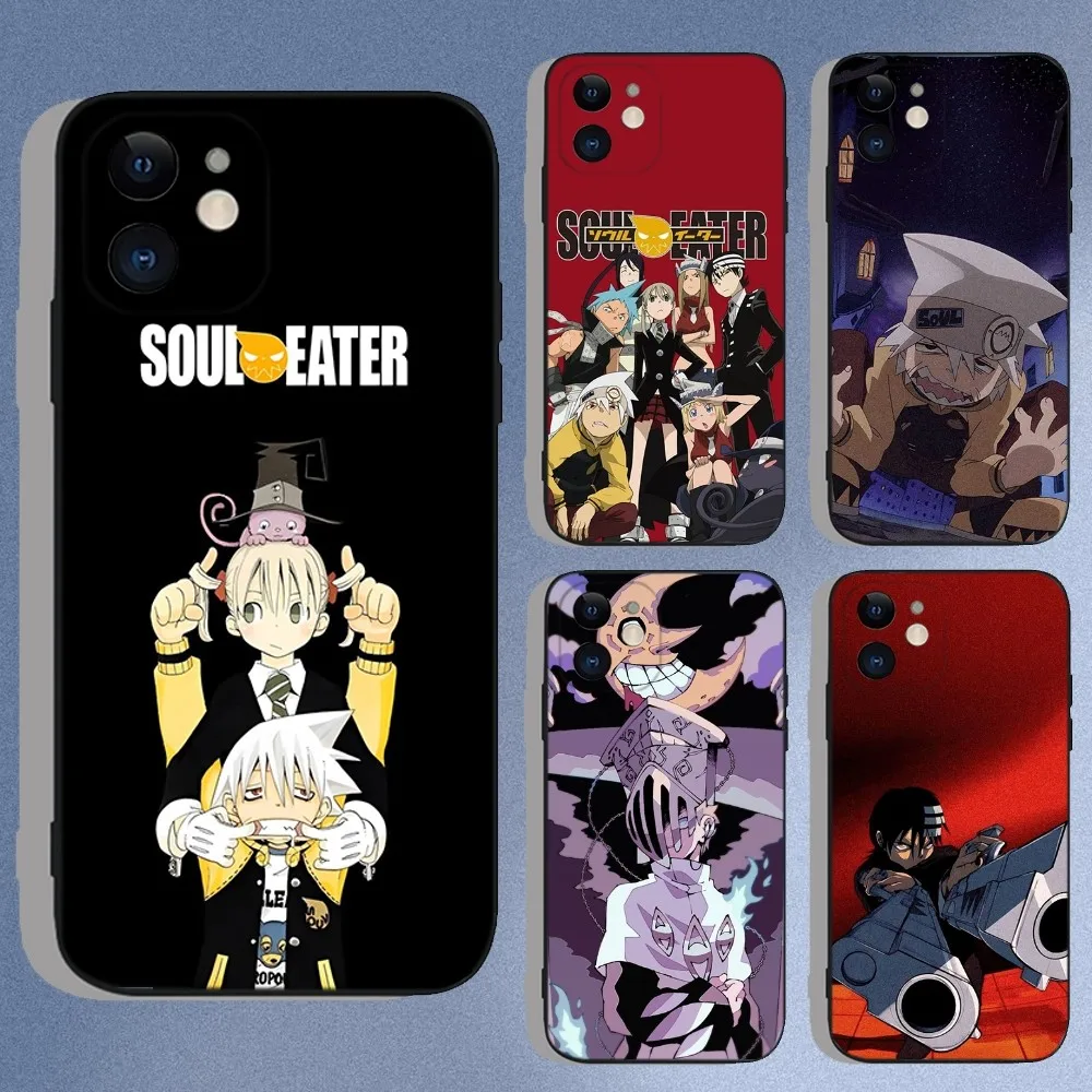 

S-Soul Eater Anime Phone Case For iPhone 16e,16,15,14,13,12,11,XS,XR,X,8,7,Pro,Max,Plus,Mini Silicone Black Funda Shell