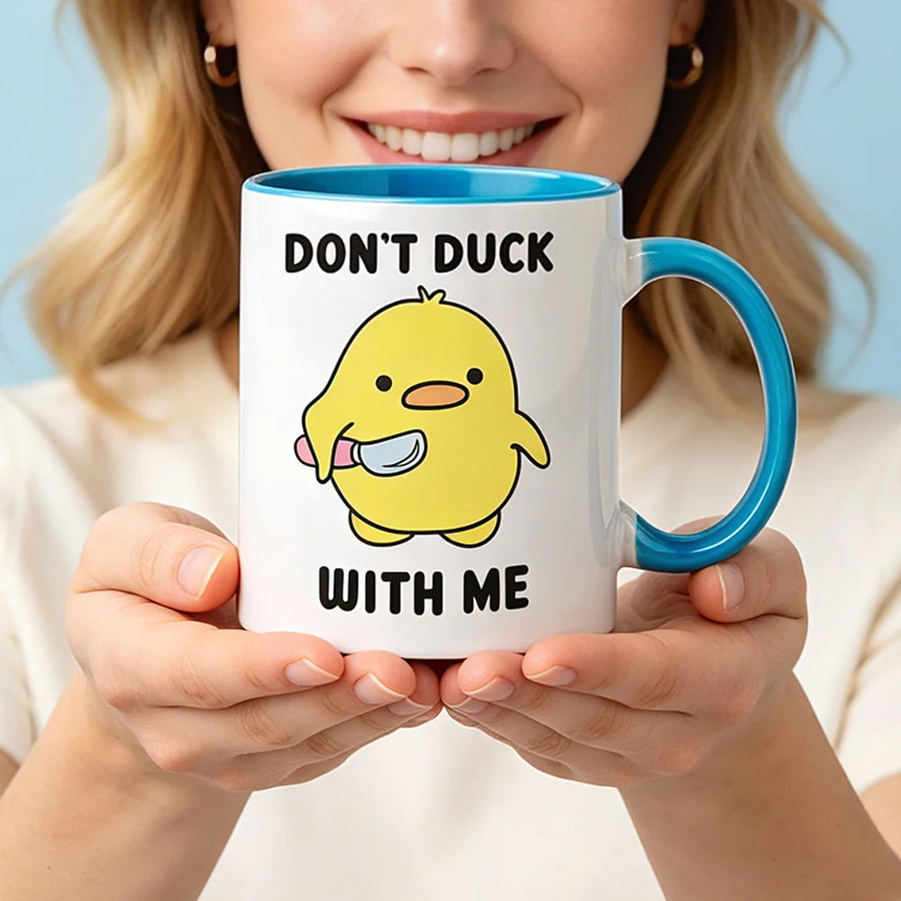 Taza Don't Duck With Me - Taza divertida de pato - Taza de café - Regalo para él - Regalo para ella - Regalo de juego