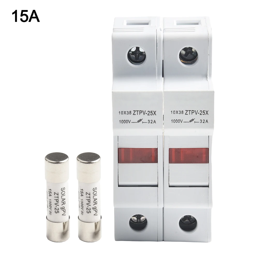 

2P Fuse Holder For Solar Applications Battery 2P Fuse Holder DC1000V Fuse 10x38mm Fuse Size DIN Rail Mount 35mm