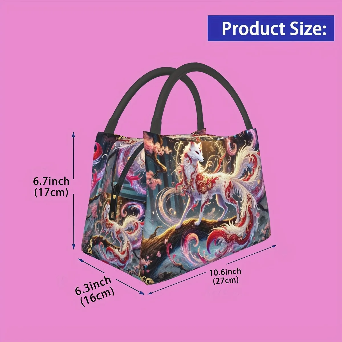 Firefox Pattern, Portable And Reusable Refrigerated Bag, Insulated Bag, Insulated Lunch Bag, Essential For Camping, Picnicking