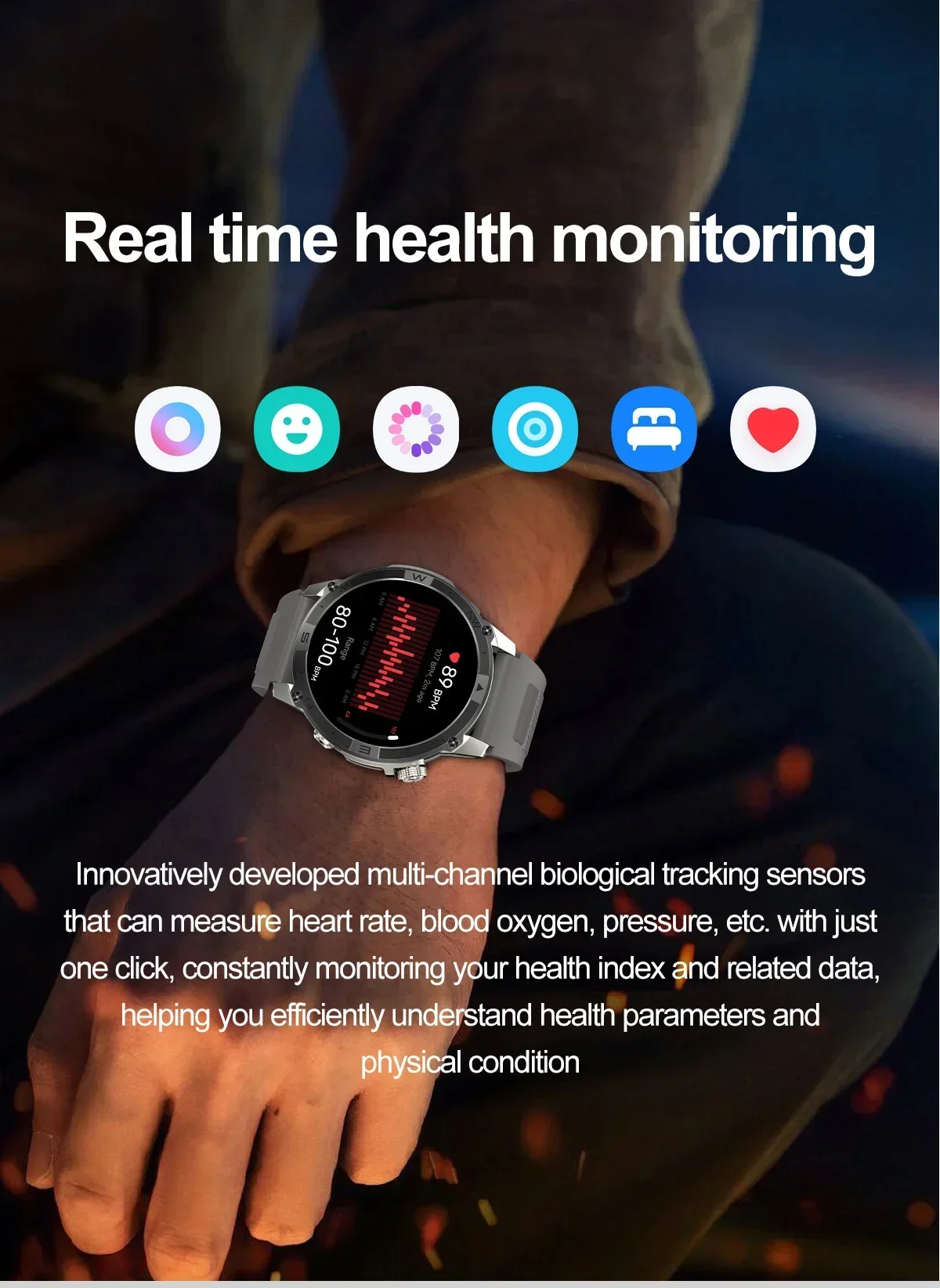VWAR T-Rex 3 PRO Militärische IP68 Wasserdichte Smartwatch für Herren, Outdoor-Fitness-Tracker, Bluetooth-Anruf, Eingebautes GPS, Sport-Smartwatch – Detail 17