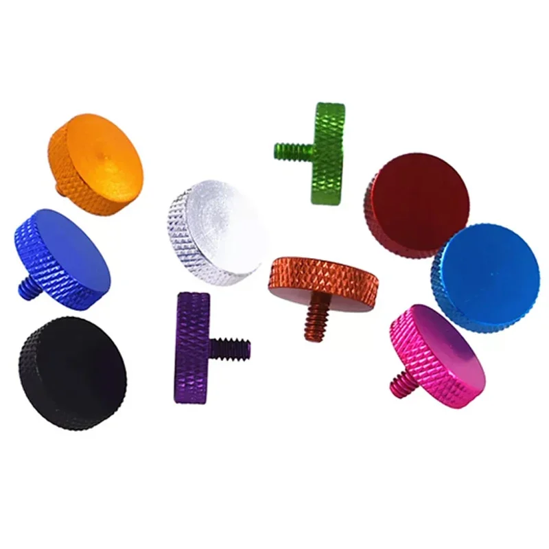 Hongtu UNC 6#-32*5MM Colorful Thumb Screws - Aluminium Flat Knurled Design, Ideal for PC Computer Case Fastening