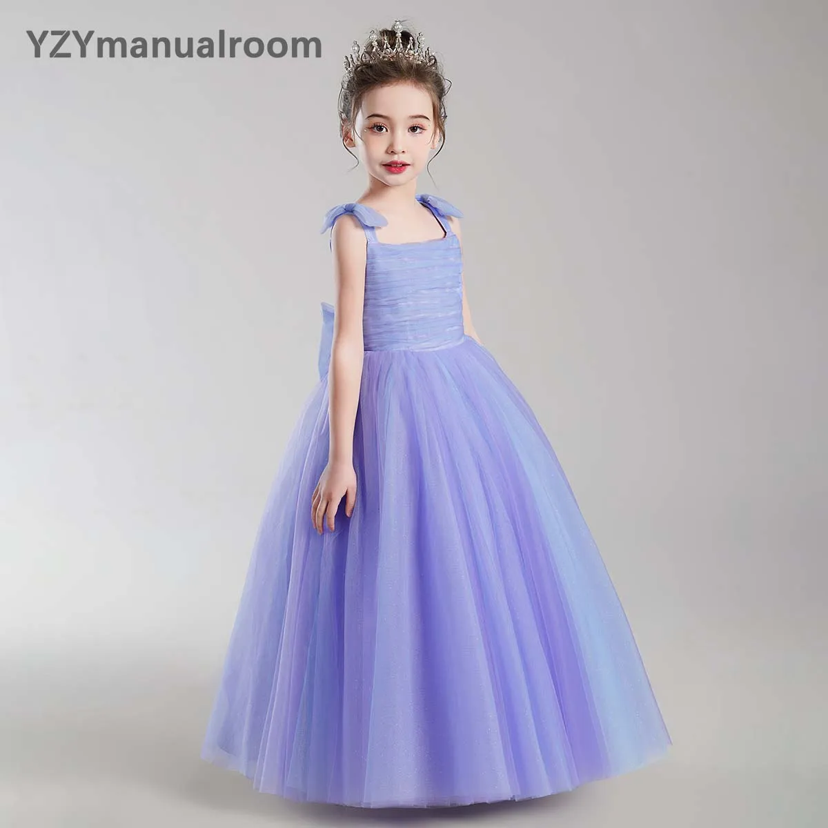 Prawdziwe zdjęcia dziewczyny długi korowód Birthday Party Tulle Princess Dress Junior suknia koncertowa cekiny świąteczne wesele eleganckie