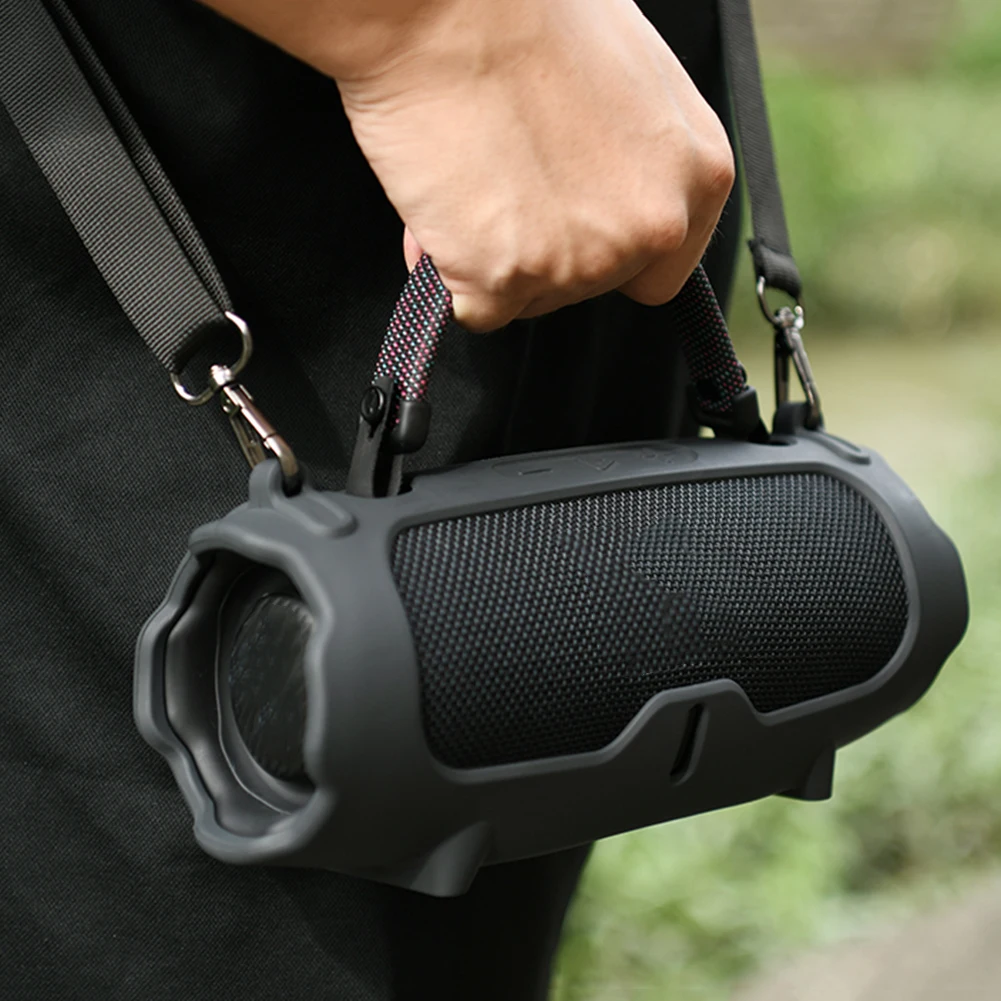 غطاء ناعم محمول للسفر مع حزام كتف وغطاء حماية وغطاء جلدي واقٍ لمكبر الصوت JBL Charge 6 BT