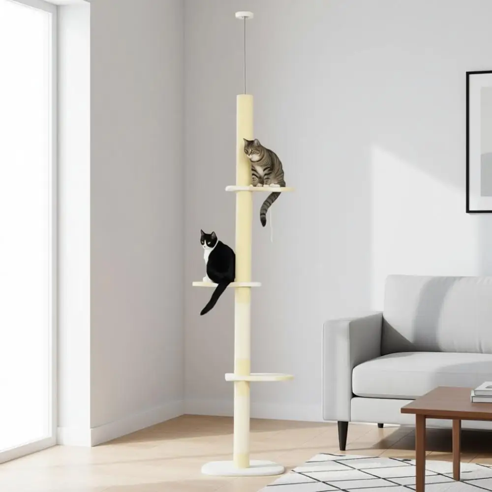 

87-103 Adjustable 4 Tier Cat Tower with Plush Platforms, Sisal Posts, Toy Ball, Yellow