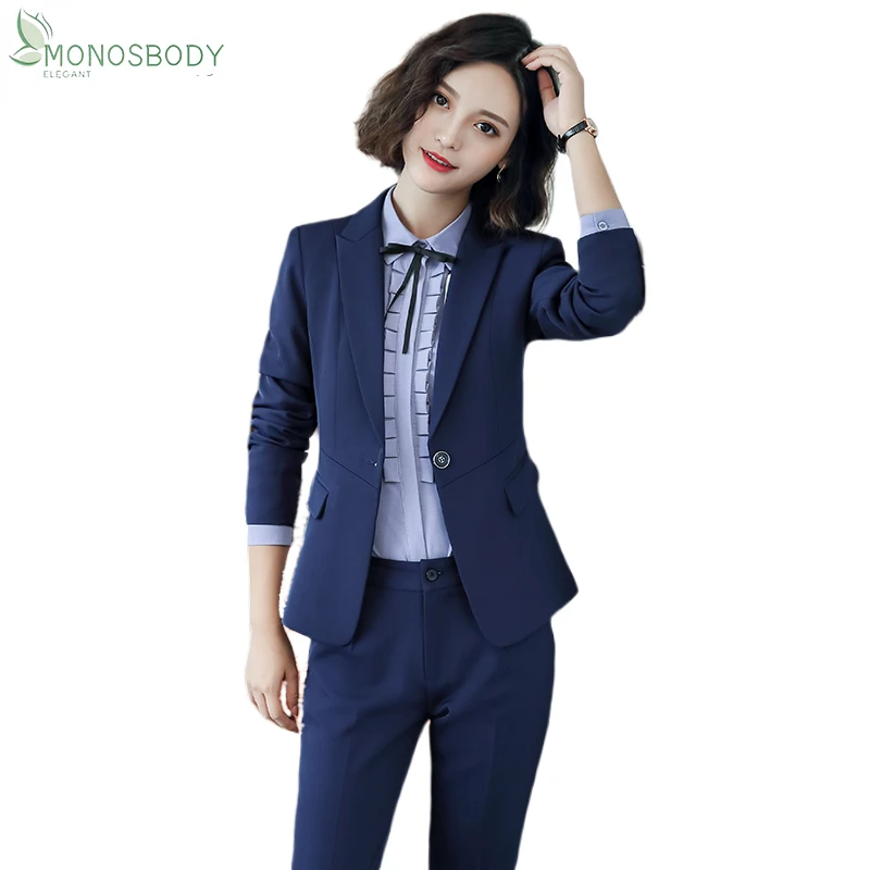 

Elegant Pant Suits for Women 2 Pieces Set Trousers Blazer Sets Female Office Lady Outfits Business Work Wear Uniforms Clothes