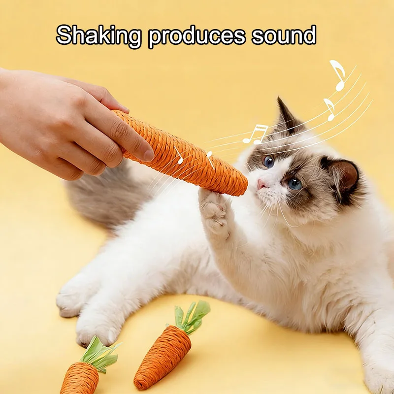 Pet Funny Carrot Toys Noise-making Toy Clean Teeth Healthy Cats Home Chasing Game Squeak Toys