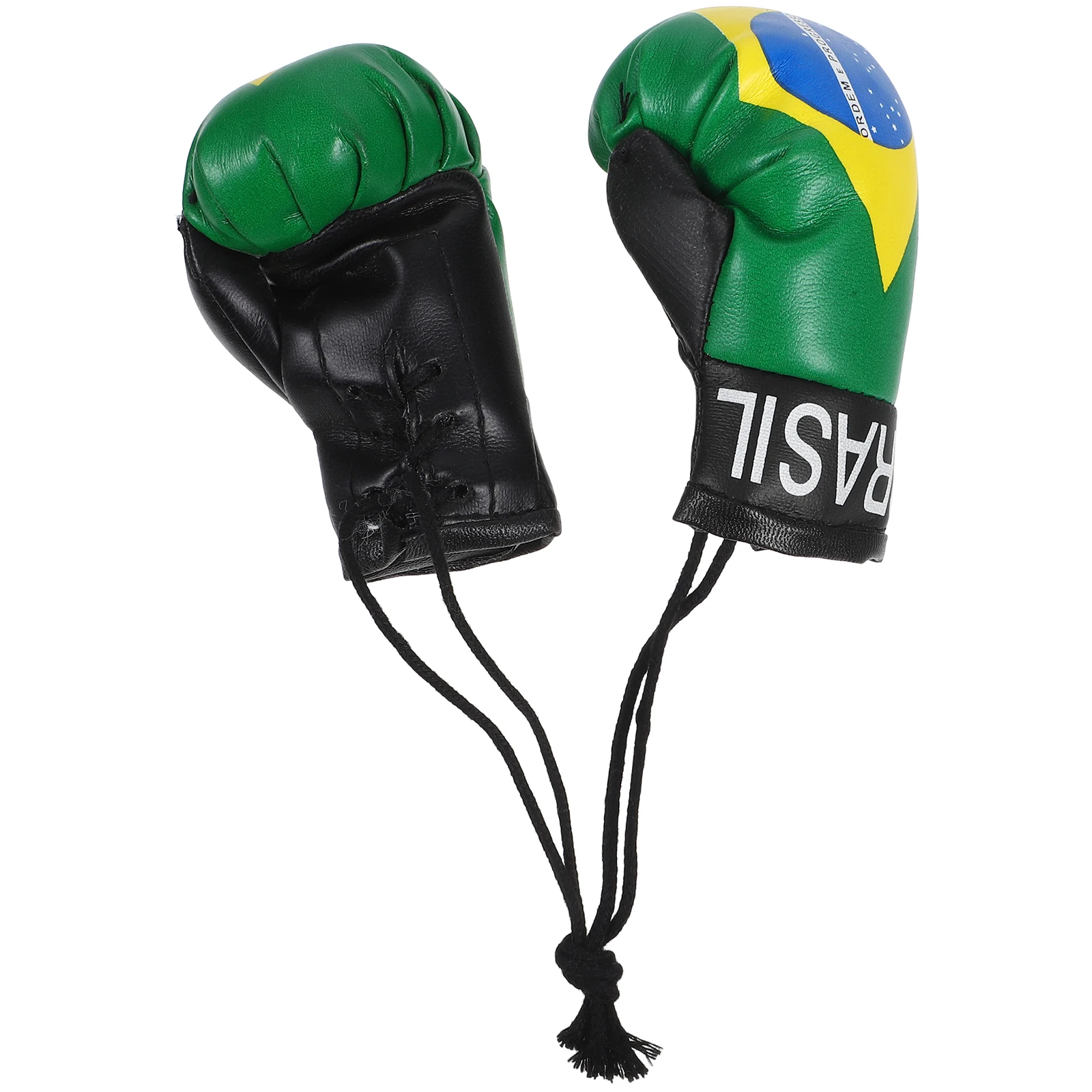 

1Pair Miniature Boxing Gloves Brazil Flag Key Ring Pendant Hanging Decoration for Car Interior Keychain Bag Accessory