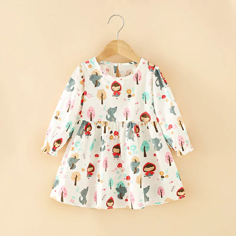 spring baby girls dress Fashion print long sleeve party dress children girl dresses infant clothes 2-6year