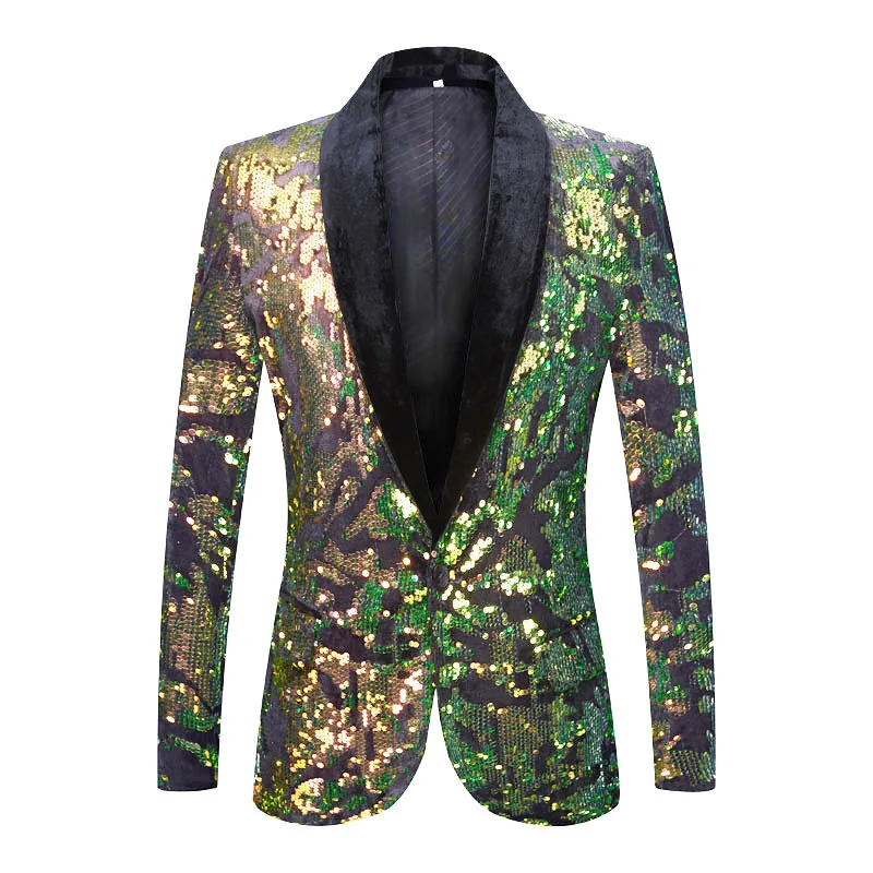 Fashion Suit Men Singer Stage Costume Sequins Coat Party Nightclub Gogo Dancer Clothes Evening Dresses Festival Clothing