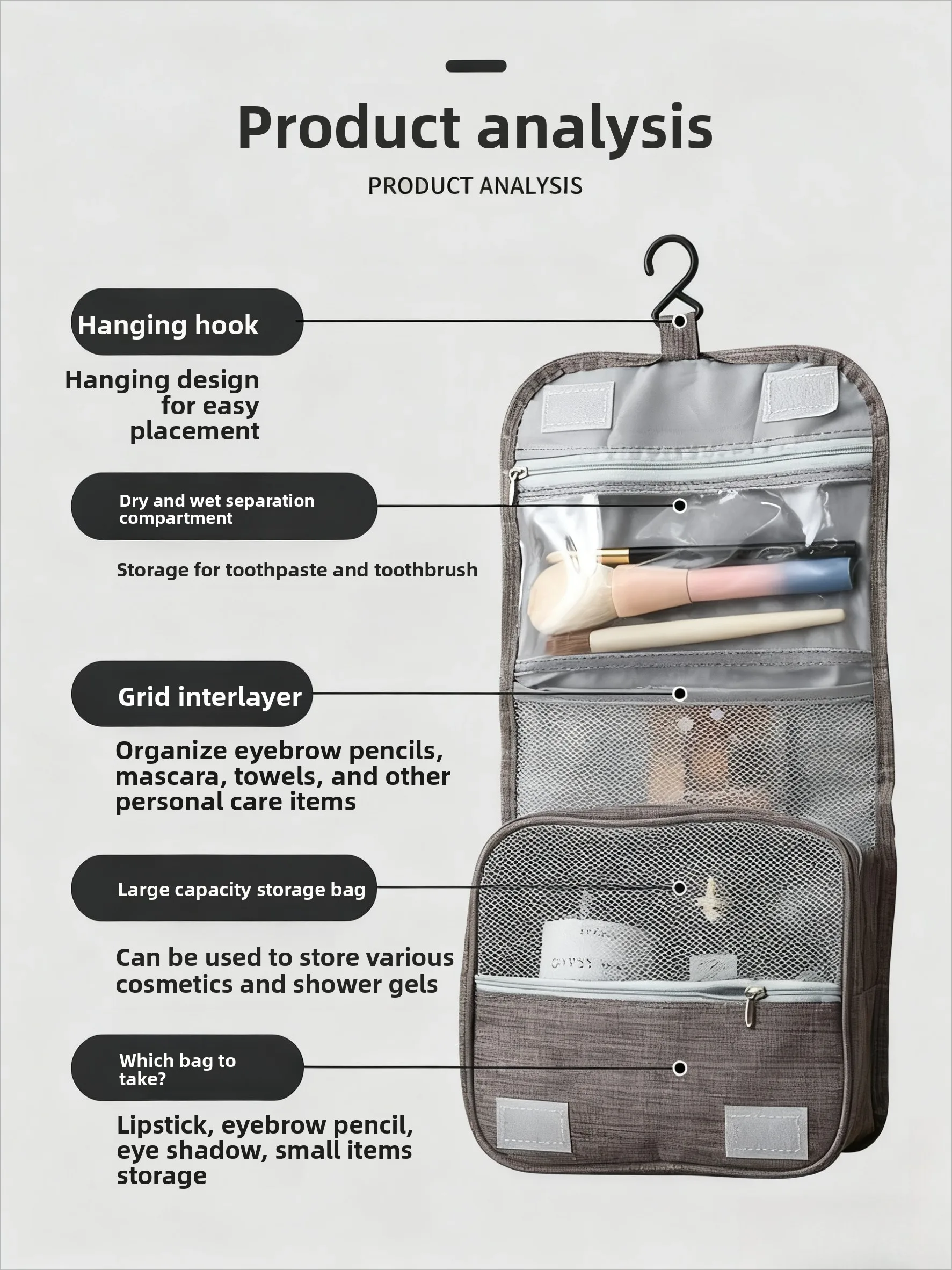 رجال الأعمال الحديثة سعة كبيرة حقيبة المرحاض مقاوم للماء المحمولة للطي فصل الجاف والرطب السفر الخروج حقيبة التخزين