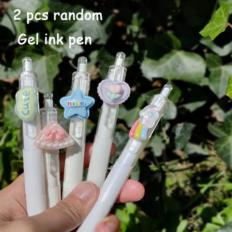 

Kawaii 2 PCS Random Gel Pens Cute Cartoon Rainbow Lucky DIY Office Stationery Supplies ST Tip Funny Pens Smoothly Writing