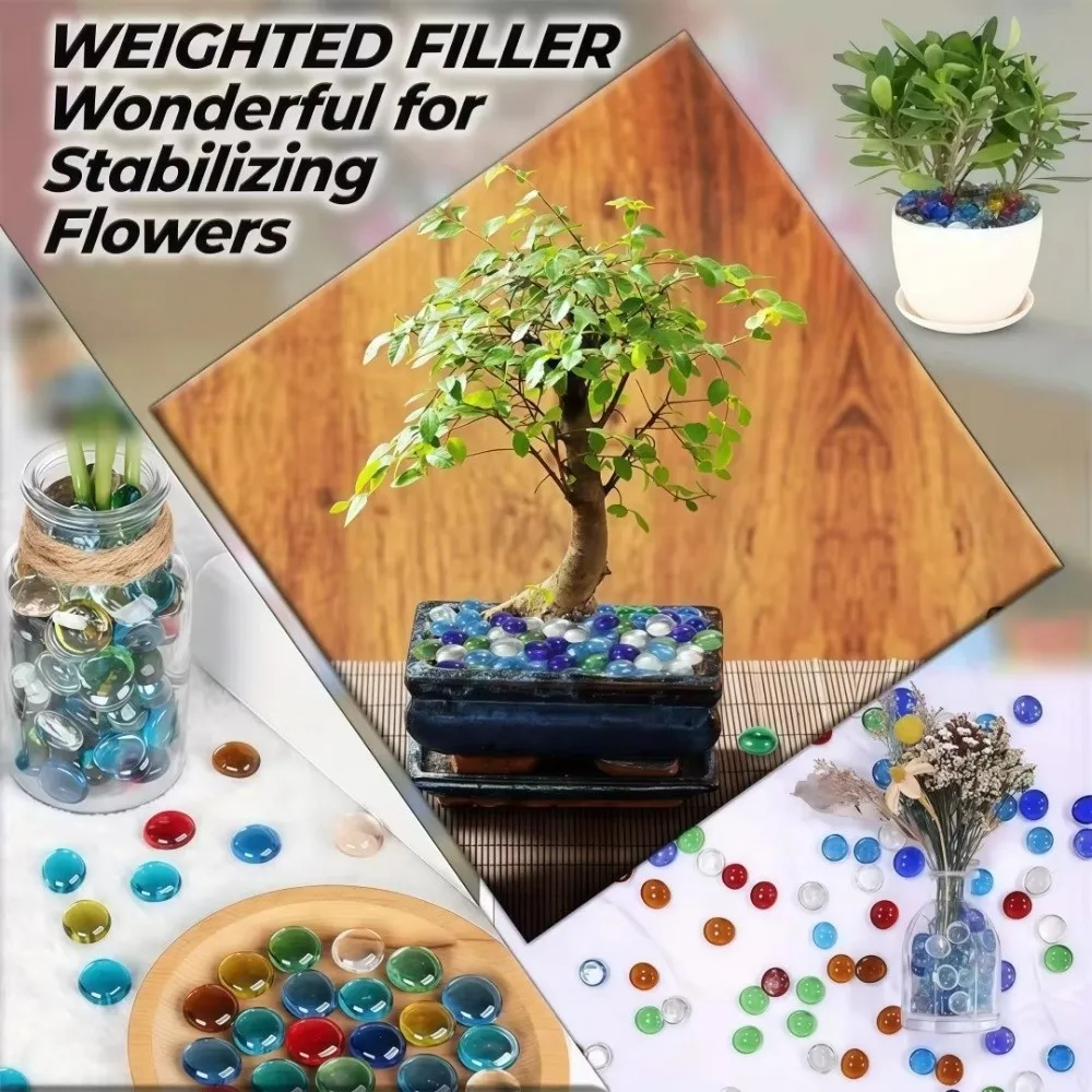 Glass Pebbles Vase Filler Beads Decorative Glass Stones Light Reflecting Clear Glass Beads for Vases Mixed Color Crystal Balls