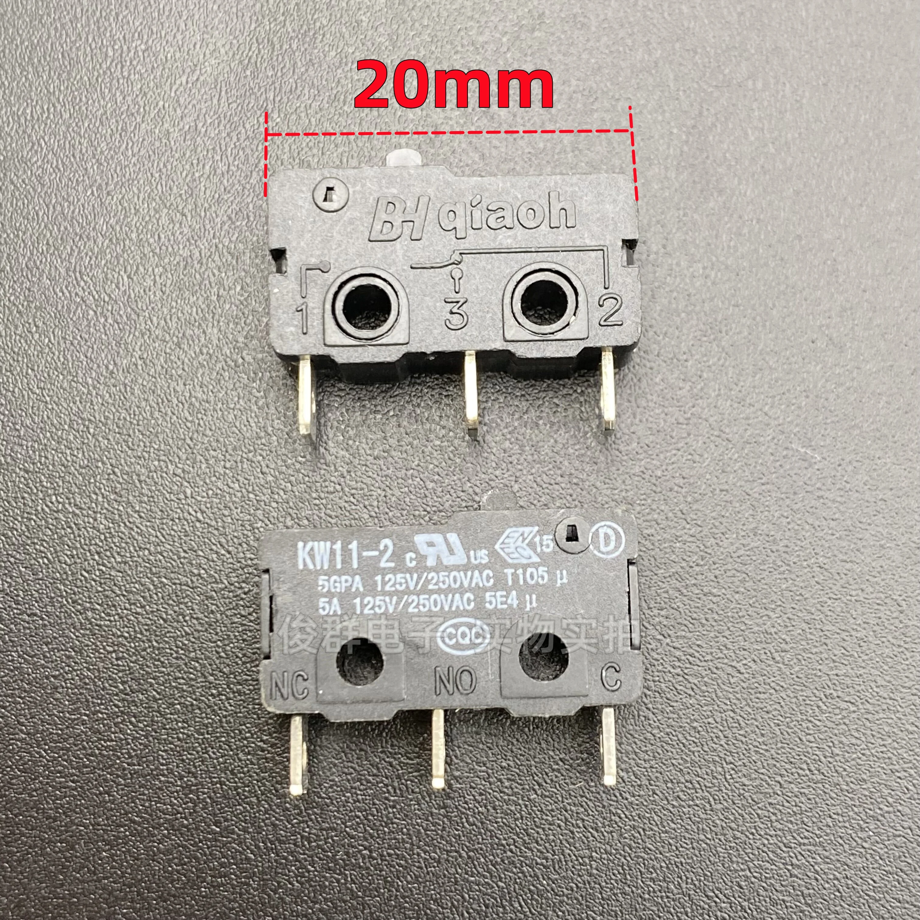 20pcs/medium micro switch KW11-2 travel limit detection reset 3 feet 5A light touch button