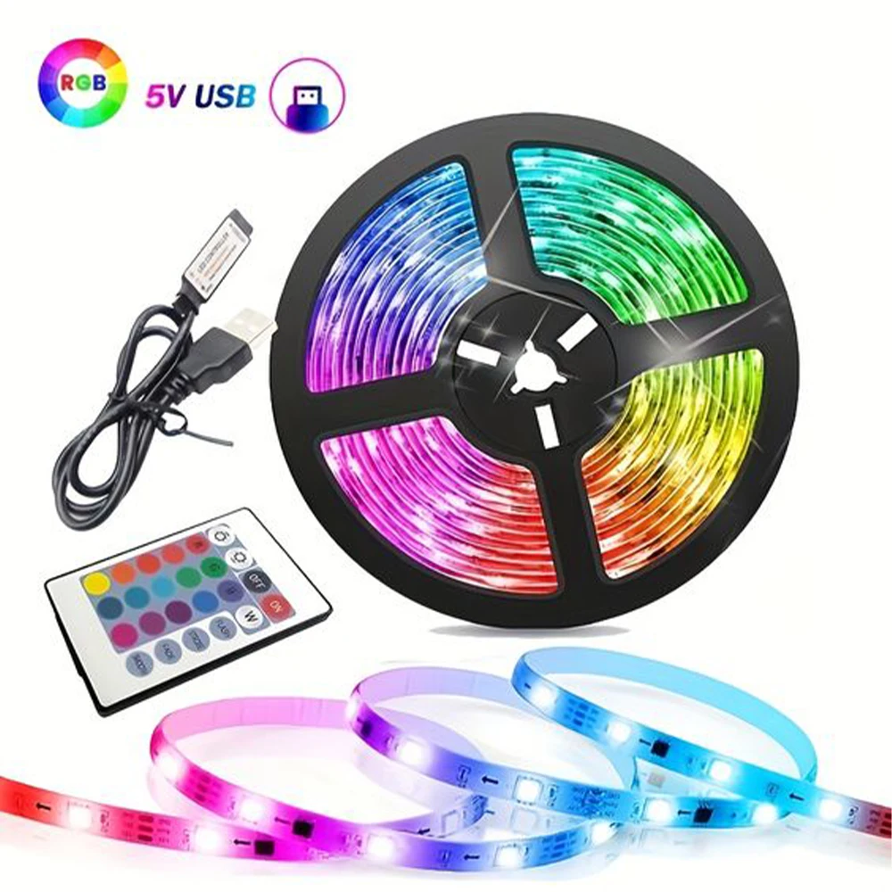 1M/2M/3M 5V USB LED Strip Light SMD 5050 Flexible TV Desktop Screen Backlight Color Change Bedroom Decoration Lamp DIY Lighting