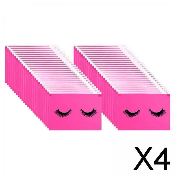 2-4 عبوة من 50 قطعة من أكياس الرموش مع سحاب رائع مقاس 15 × 10 سم وردي