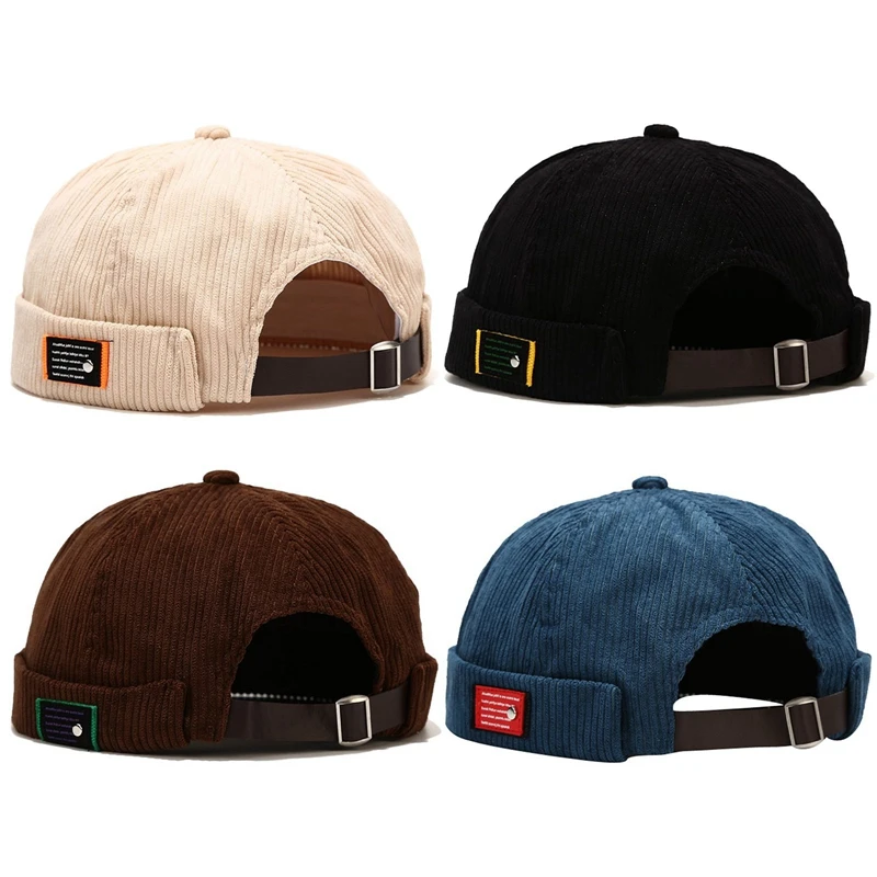 Retro Velvet Brimless Beanie Hip Hop Hat Caps Adjustable Elastic Panels Skullcap Sailor Hats Men Women Cotton Streetwear Beanie