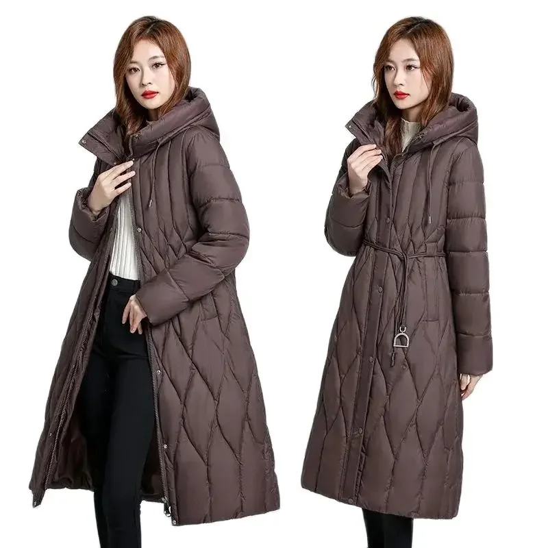 

Pop Long Winter Over-The-Knee Overcoat Parka Down Cotton-Padded Jacket Women's Plus Size 100 KG Slim Cotton-Padded Jacket