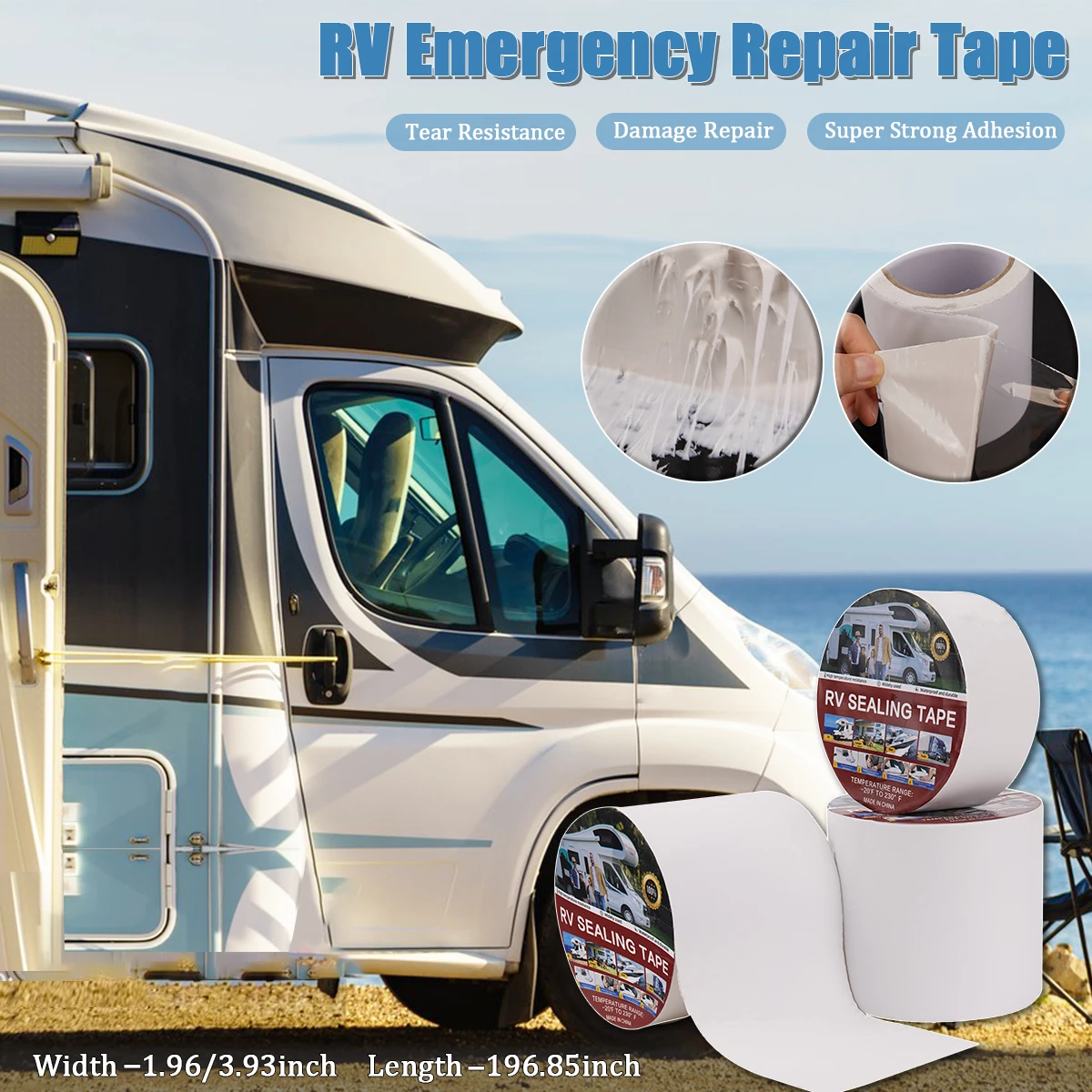 

RV Roof Repair Sealing Tape-Weather Resistant Firmly Attached Suitable for Towing Preventing Leakage of Boat Camping Car Roofs