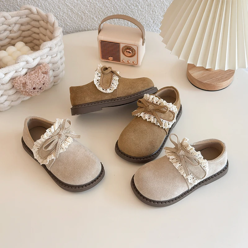 

Sweet Girls Elegant Flat Shoes Spring Autumn New Children Causal Leather Shoes Fashion Bowknot Kids Princess Wedding Party Shoes