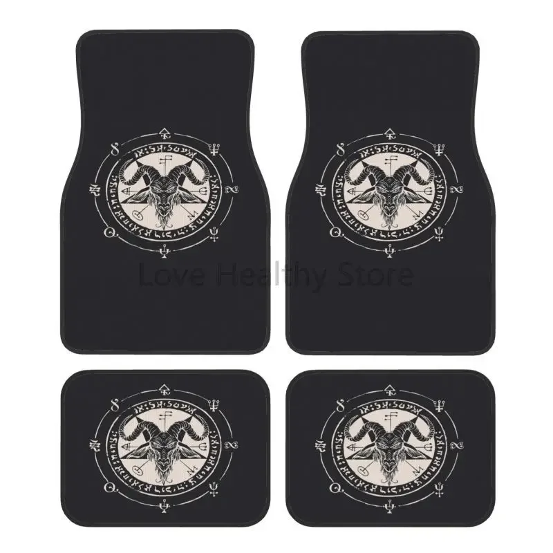 

Satanic Black Goat and Pentagram Car Floor Mats Sets of 4-Piece Front and Rear Foot Mats with Rubber Backing Auto Accessories