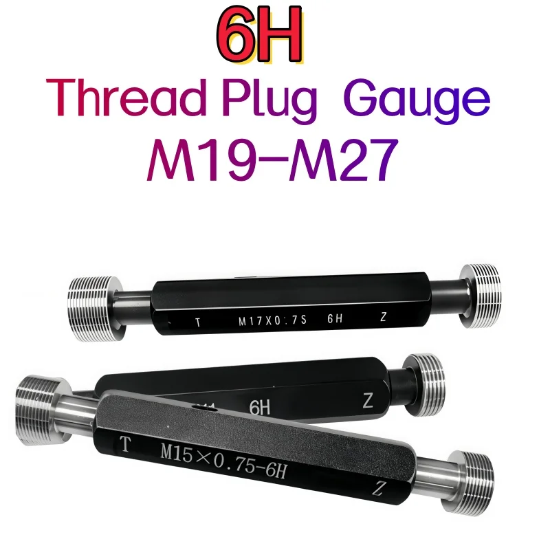 1PCS Metric Gage 6H Precision Internal Screw Gage M19-M27 Thread Plug Gauge High Accuracy Double-End GO/NO GO Gage