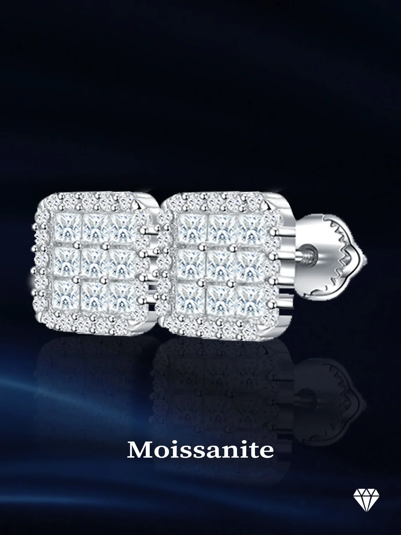 

Cushion Stud Earring Moissanite Earring Princess Cut Earring S925 Silver Gra Certificate New in Earrings