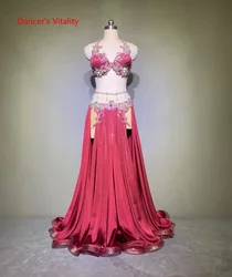 Ropa de competición de danza del vientre, traje de rendimiento de alta gama, ropa de Baile Oriental personalizada, atuendo femenino, piedras AB Senior