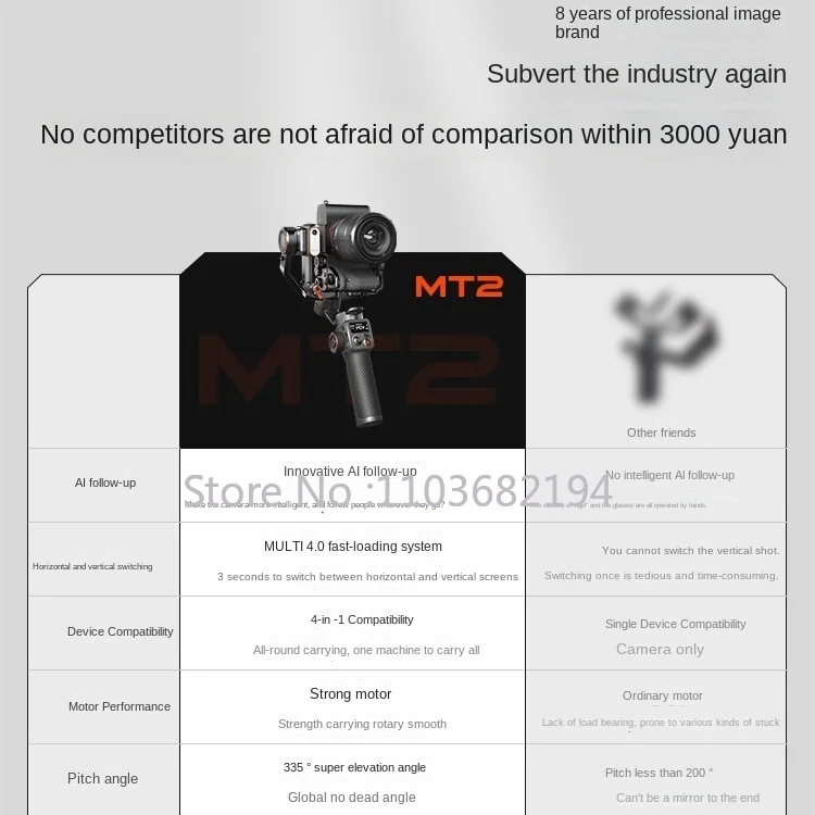 Mt2 Micro Single Camera Stabilizer Hand-Held Tripod Head Follow-up Video Shooting Artifact Three-Axis Anti-Shake