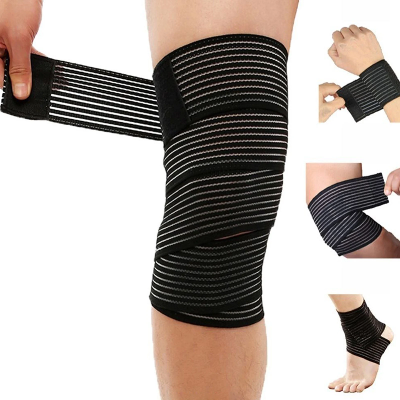 Men run Elastic Sports Wrist Knee Ankle Elbow Calf Arm Support Wrap Knee Band Brace women Yoga Sportswear Knee Pad Accessories