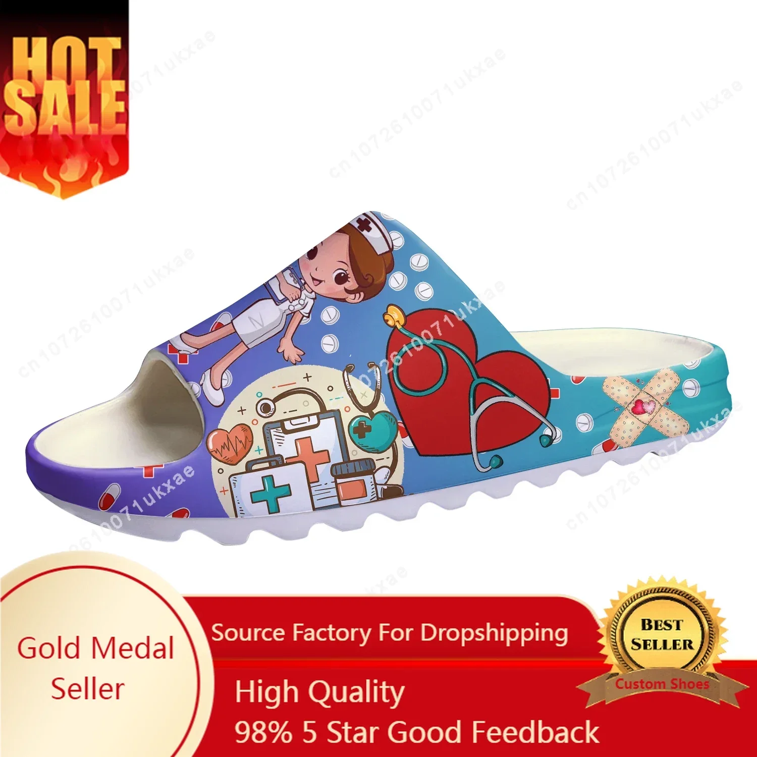 Cute Cartoon Nurse Doctor Medical Soft Sole Sllipers Home Clogs Step On Water Shoes Mens Womens Teenager Step in Custom Sandals