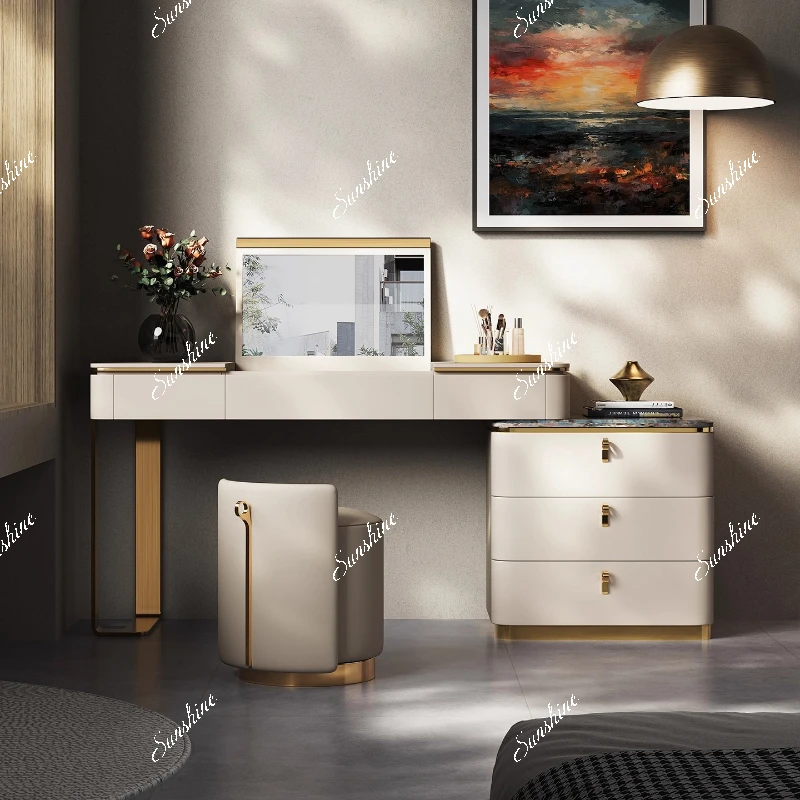 

Italian light luxury dresser chest integrated high-end bedroom flip with mirror high-end design