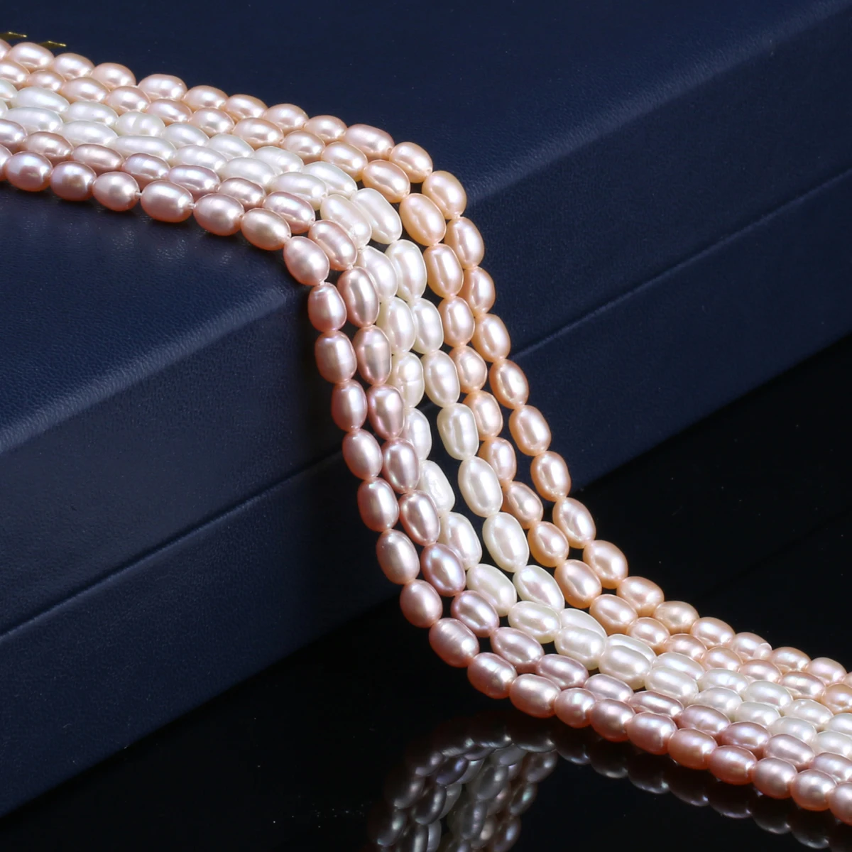 1string AAA 4-4.5mm Natural Cultured Pearl Beads Rice Shape Charms for DIY Women Men Necklace Jewelry Making Accessories