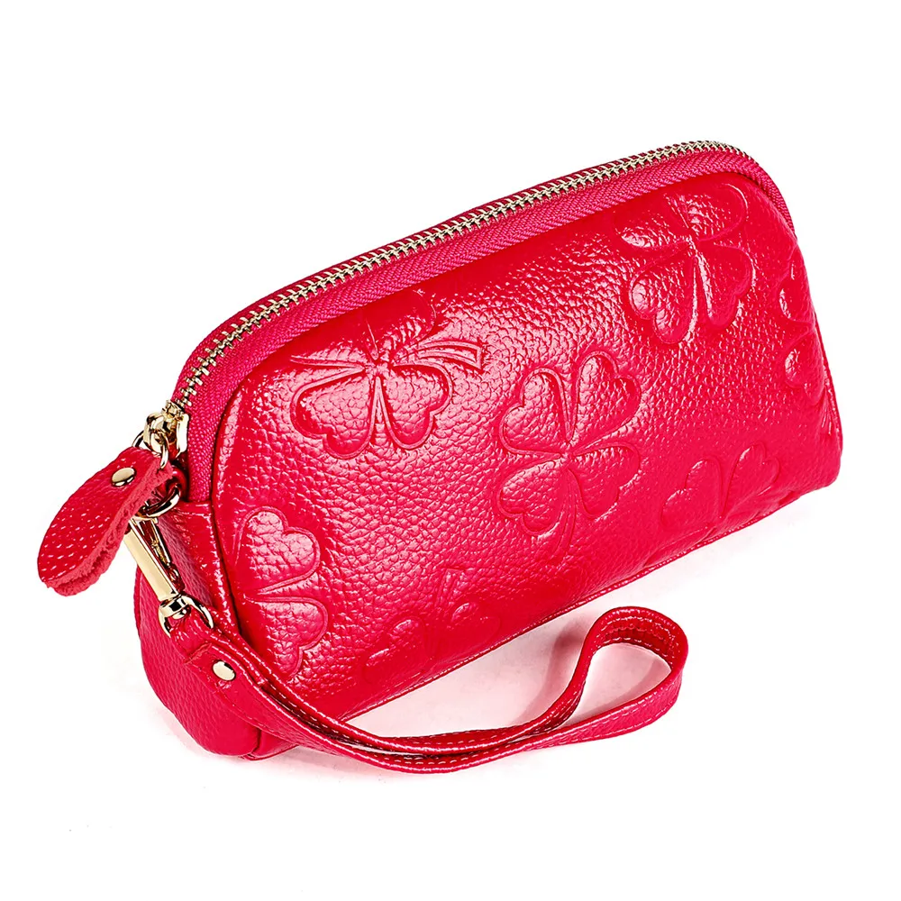 RETROGOO pochette da polso in vera pelle rosa borsa da donna tasca con cerniera portafoglio femminile copertura del telefono borsa per soldi borsa