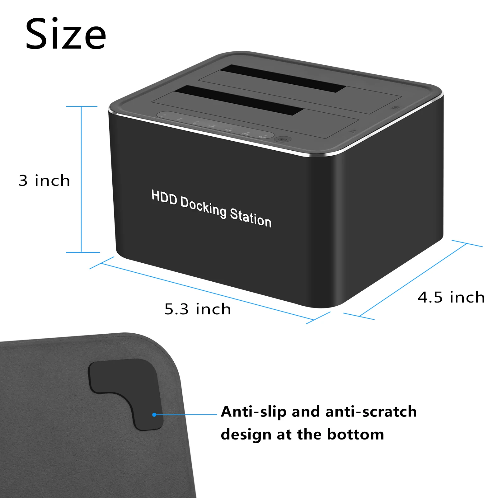 Caja de disco duro móvil externo con chasis Dual de 2,5/3,5 pulgadas, base de disco duro USB 3,0 a SATA Dual, base de disco duro de clonación sin conexión