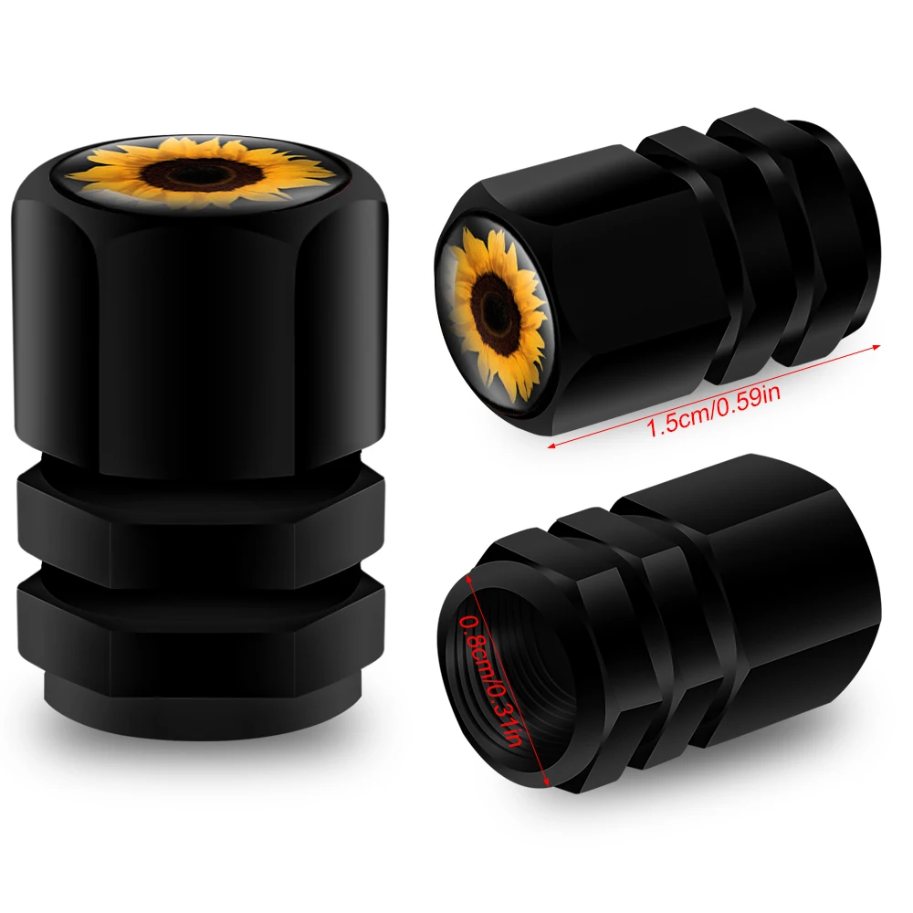 4PCS Tire Valve Caps, Metal with Rubber Ring, Dust Proof Cover Universal Fit for Cars, SUVs, Bicycle, Trucks, Motorcycles
