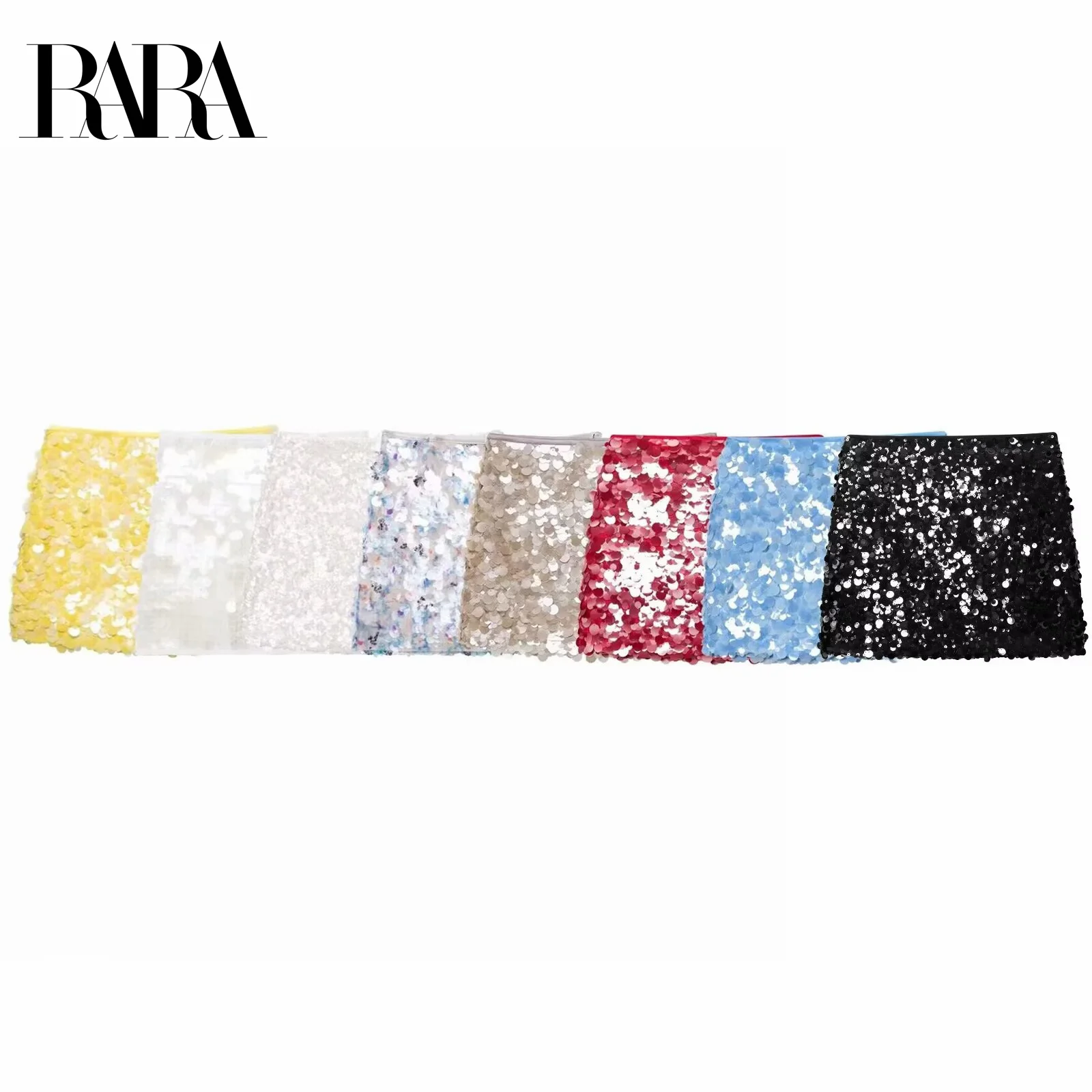 

RARA2025 Womens Summer New Style French Temperament High Waist Slimming Sequin A Line Skirt Fashion Versatile Bodycon Skirt