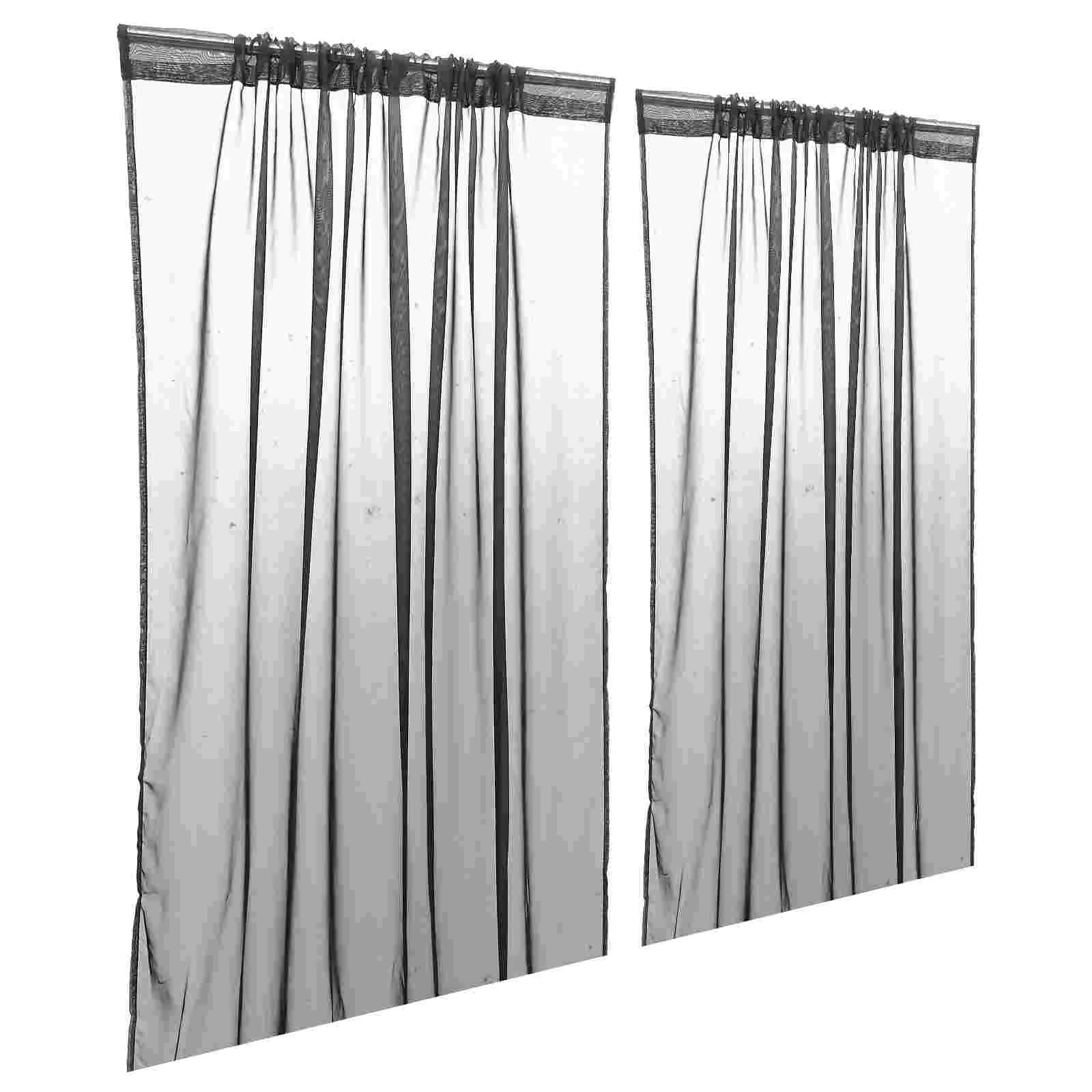 2 Pcs Voile Curtain Valance Window Covers for Home Polyester Sheer Curtains Blackout Liners