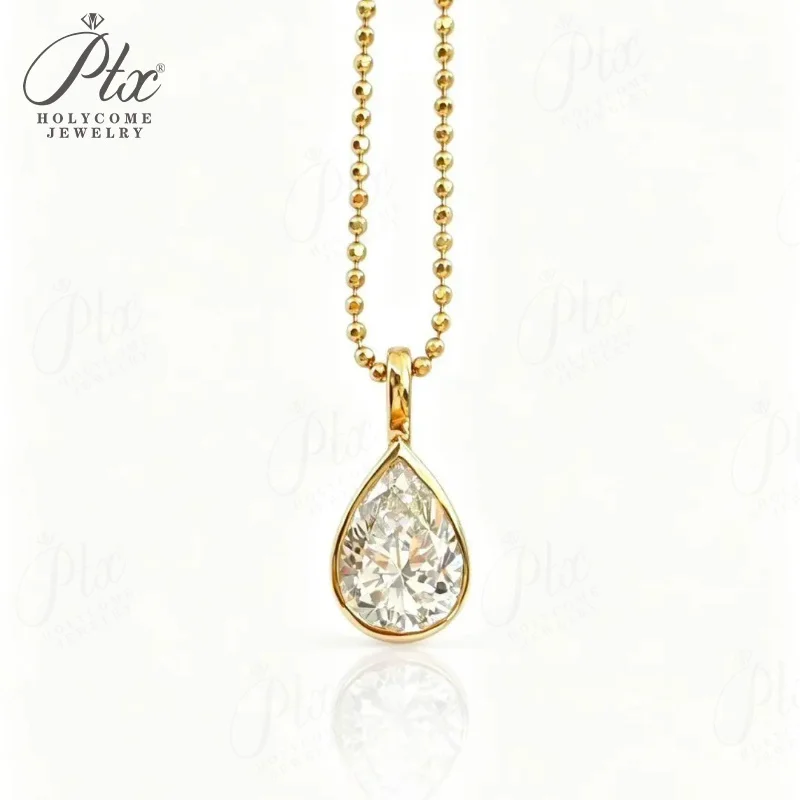 2ct Laborgezüchteter Diamant-Anhänger mit Goldperlenkette, Herzschliff, Echtes 18K Gold, Hochzeits- und Verlobungsanhänger, Einfacher Holycome Schmuck – Detail 13