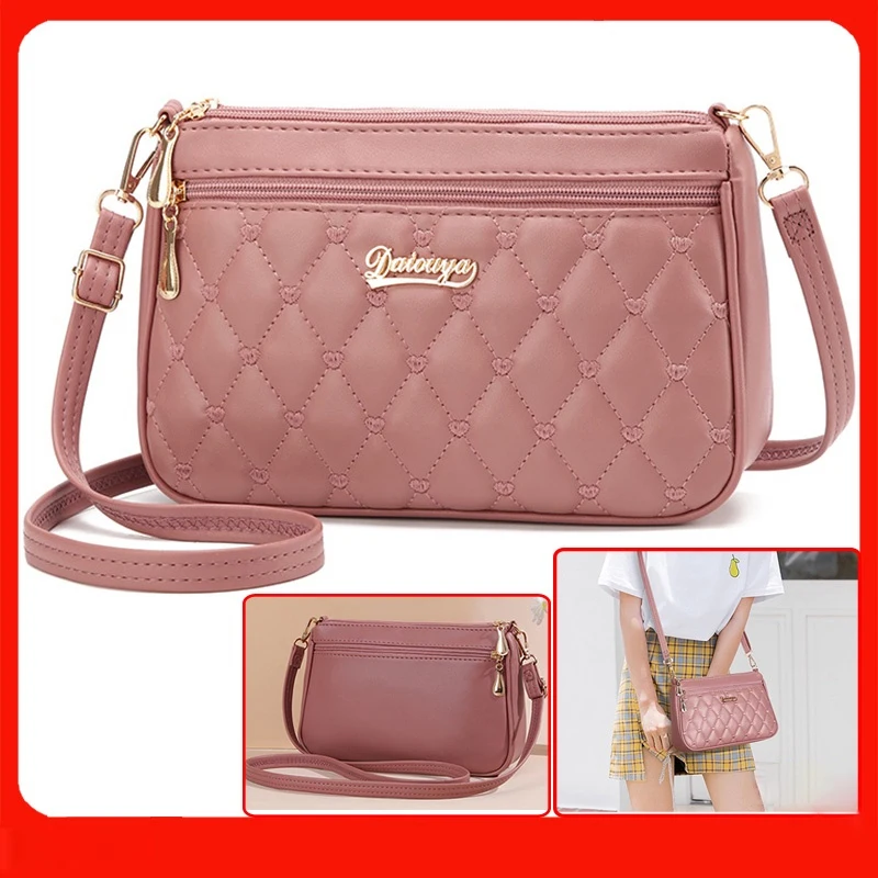 New Fashion Simple Women's Crossbody Bag Solid Diamond Checker Shoulder Bag