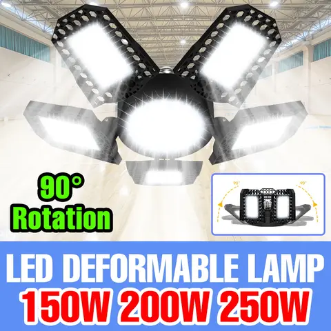 250W LED Bulb E27 Garage Lamp AC220V Ceiling Light 110V Spotlight Deformable Folding Cold/Warm White For Parking lot Basement