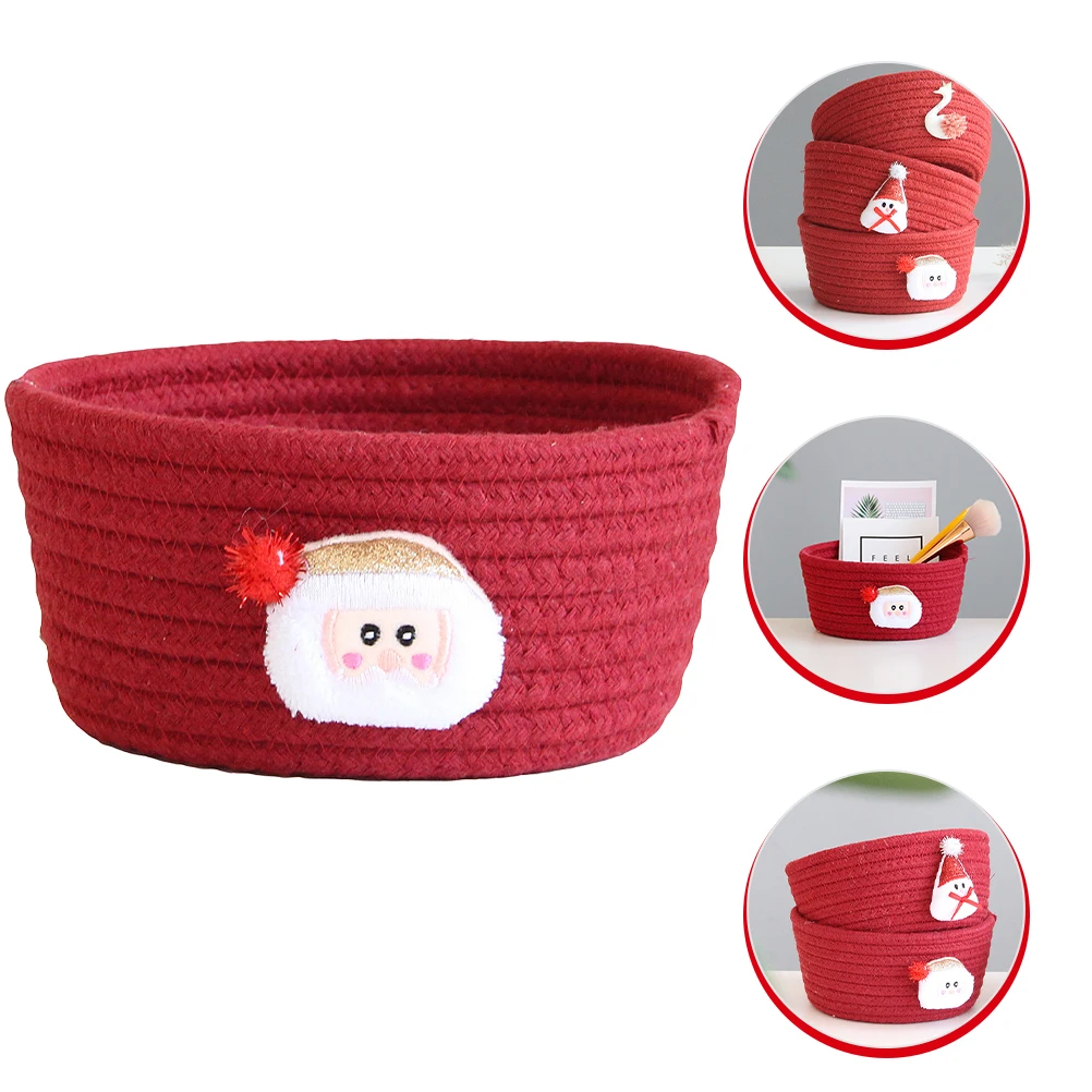 

Christmas Storage Box Woven Gift Baskets Xmas Hampers Holiday Bins with Lids Cotton Rope