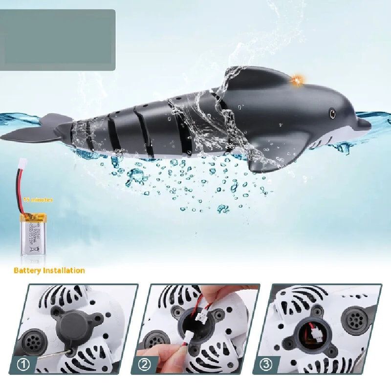 2.4g controle remoto completo pode pulverizar água simulação golfinho mergulho elétrico selado à prova dwaterproof água carregamento barco de controle remoto