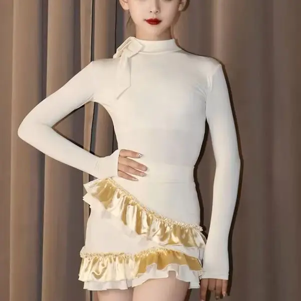 

Новые осенние и зимние тренировочные костюмы для латинских танцев для девочек, тренировочные костюмы для девочек и детские костюмы для выступлений